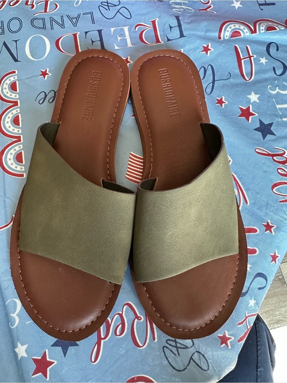 Classic Slide Sandals in Olive Green by CUSHIONAIRE